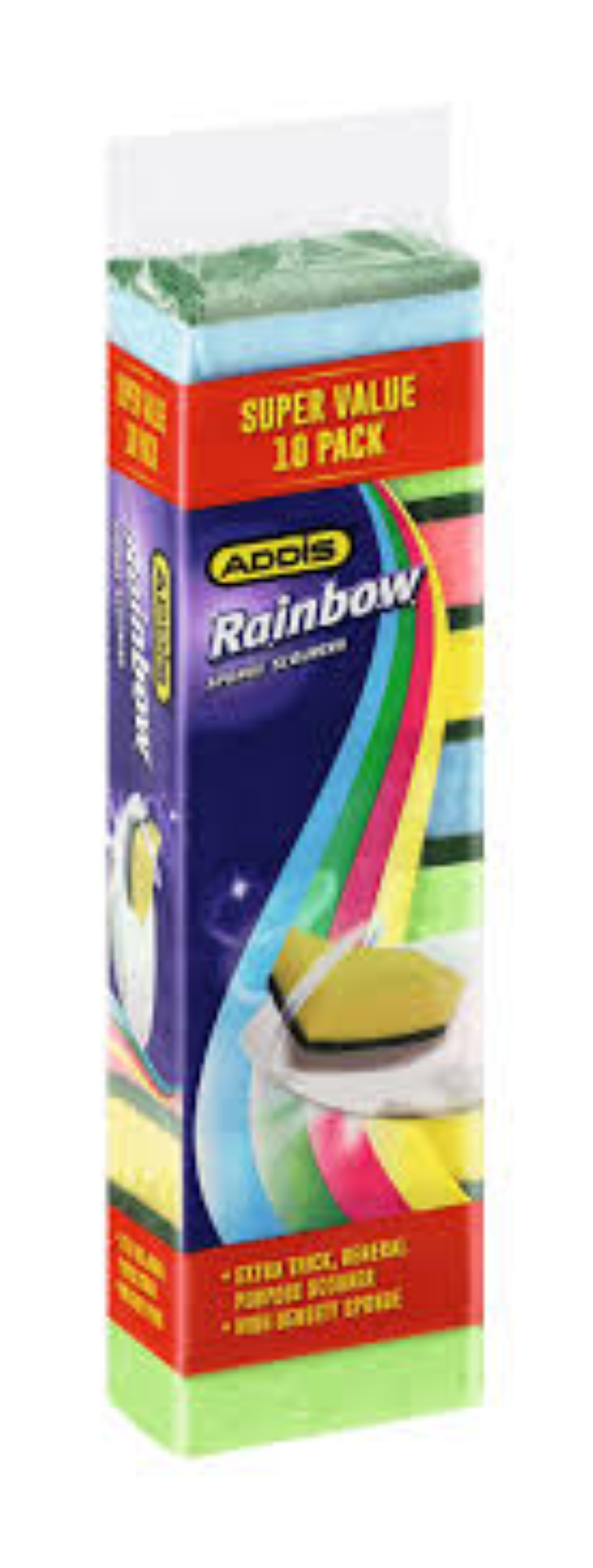 ADDIS RAINBOW SPONGE SCOURER 10 PK